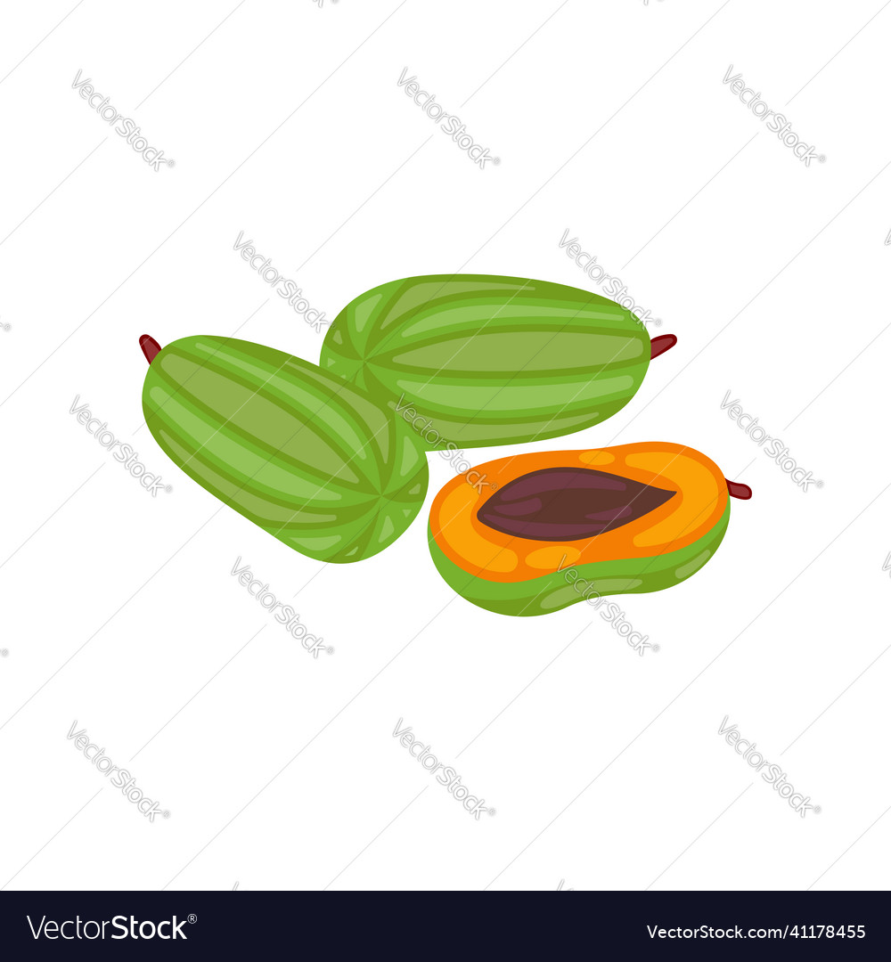 Frucht der Papaya auf einem weißen Hintergrund geschnitten