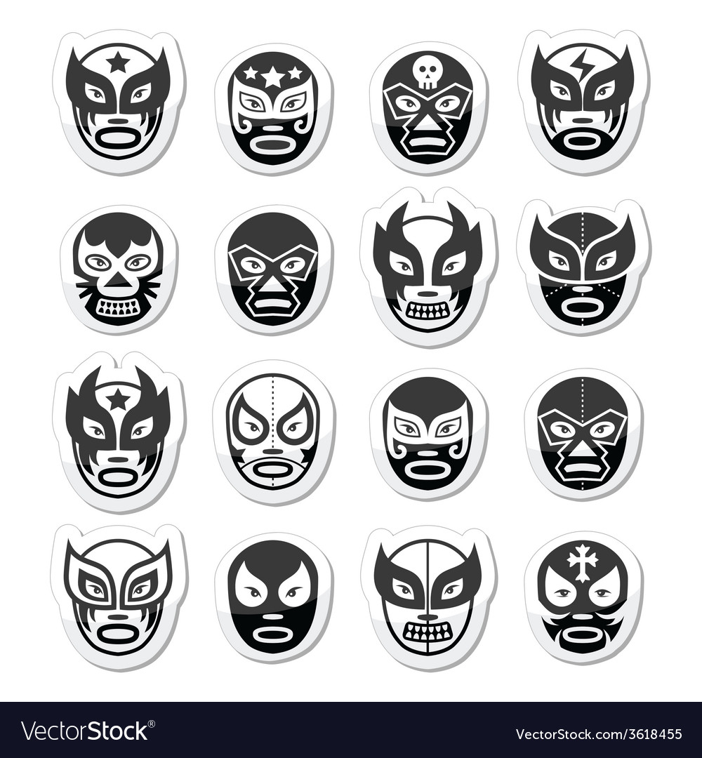 Lucha libre luchador mexican wrestling black mask Vector Image