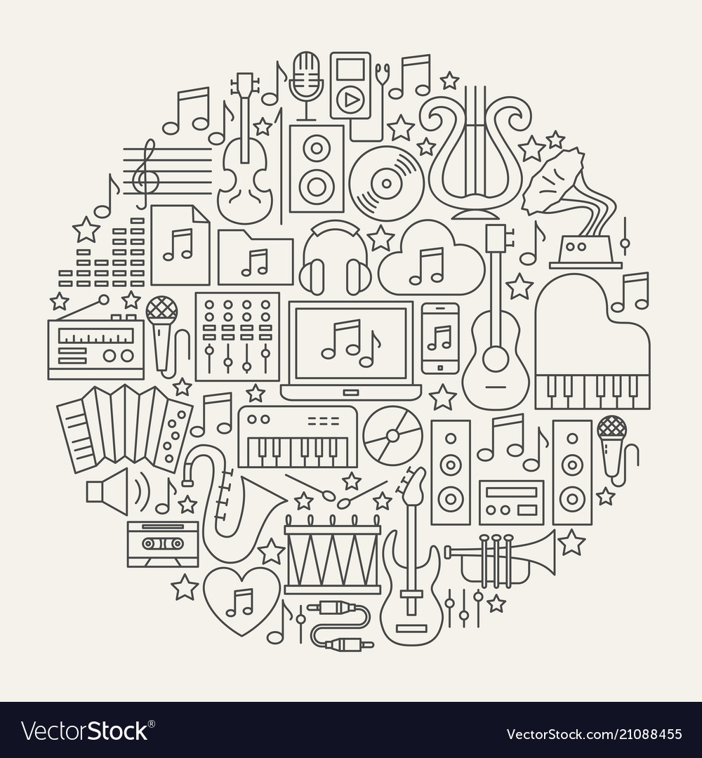 Music Line Icons - Circle Collection