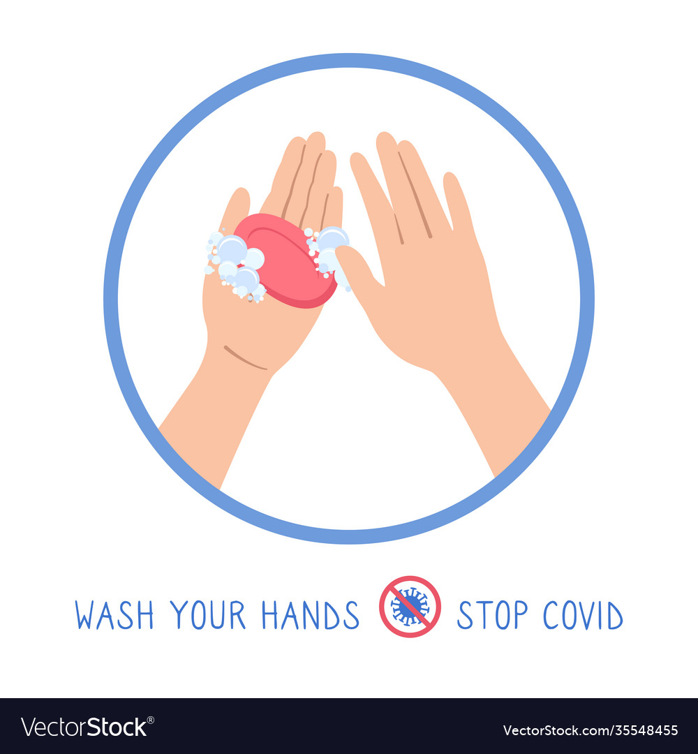 Poster hand covid19 soap washing cartoon