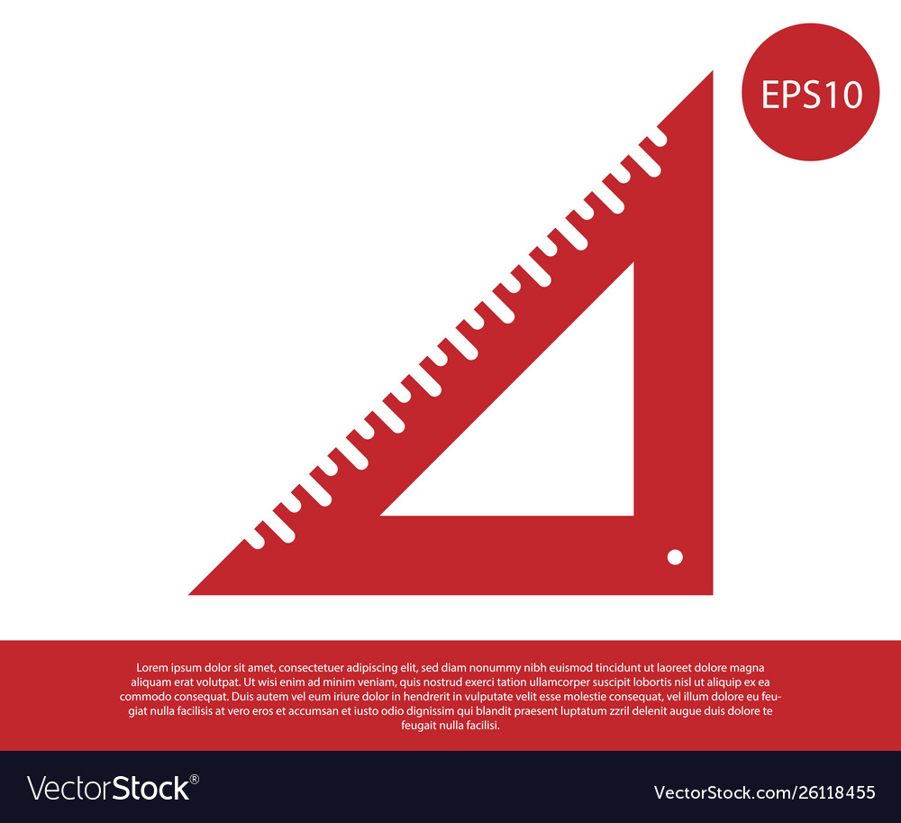Red triangular ruler icon isolated on white vector image Red triangular ruler icon isolated on white