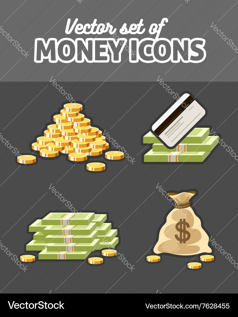 Set icons with money Royalty Free Vector Image
