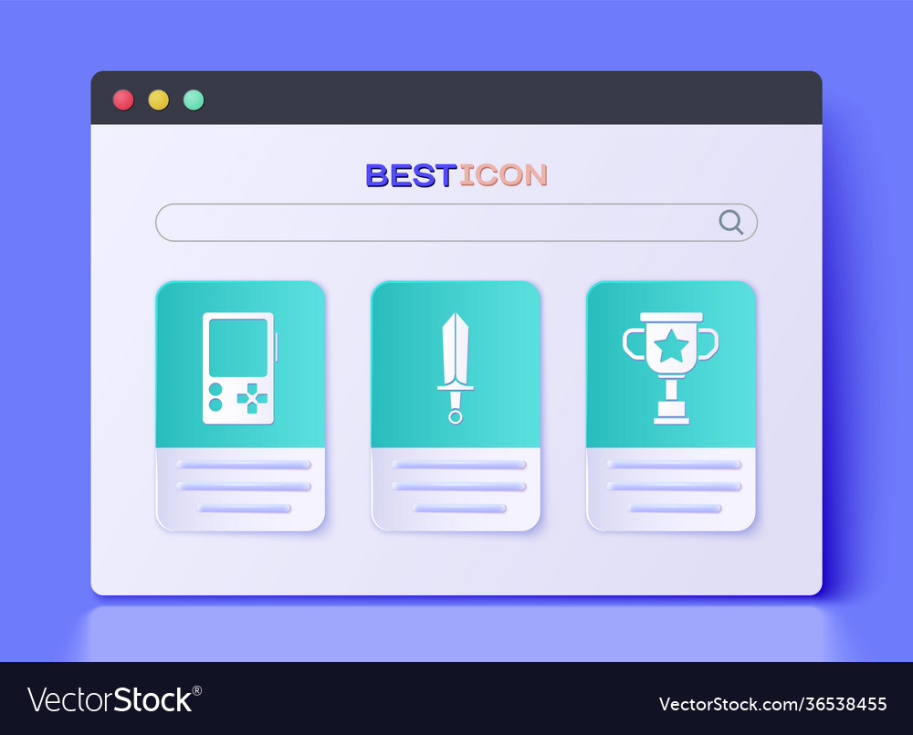 Set sword for game portable video console vector image Set sword for game portable video console
