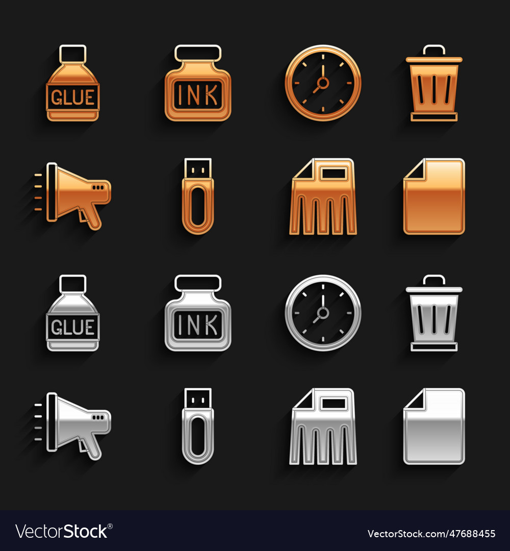 Set usb flash drive trash can file document Vector Image Set usb flash drive trash can file document