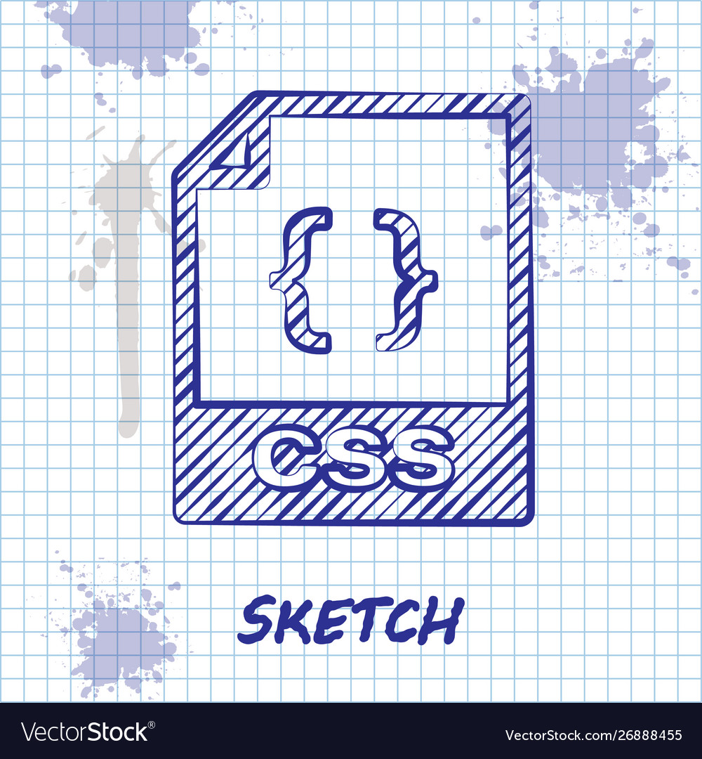 Sketch line css file document download button vector image Sketch line css file document download button