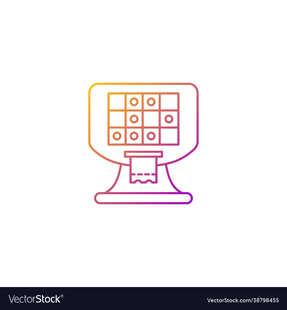 Terminal based lottery game gradient linear icon vector image Terminal based lottery game gradient linear icon