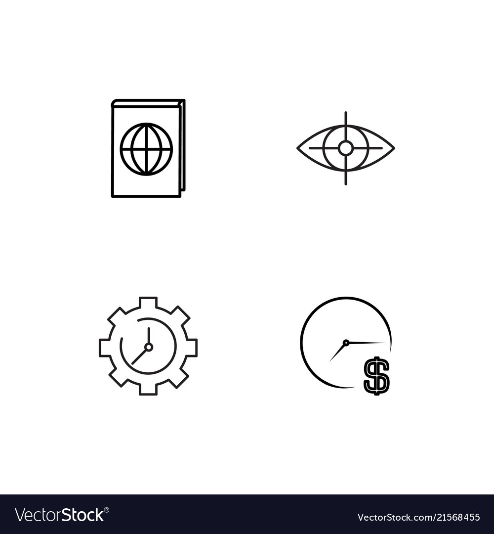 Time linear icons set simple outline