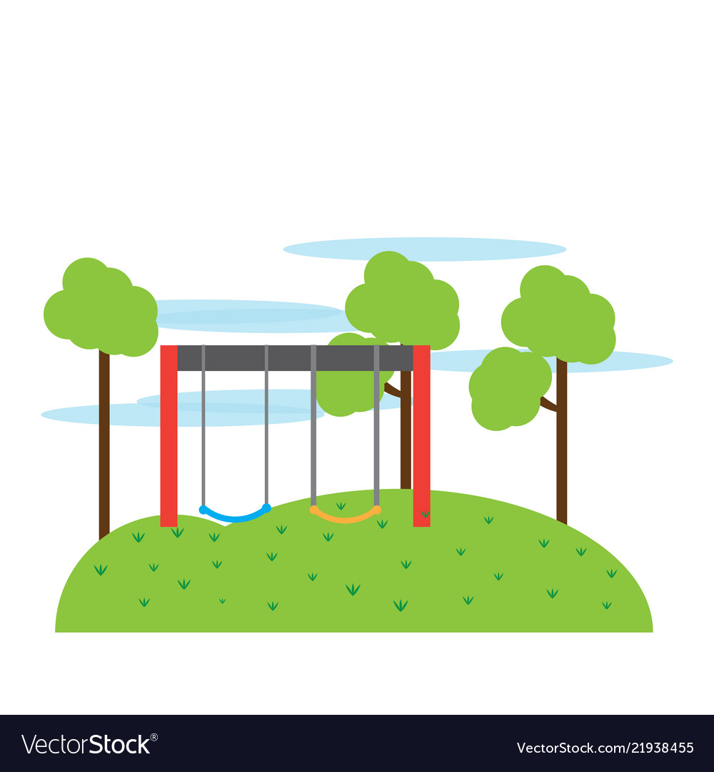 View of a public playground with swing