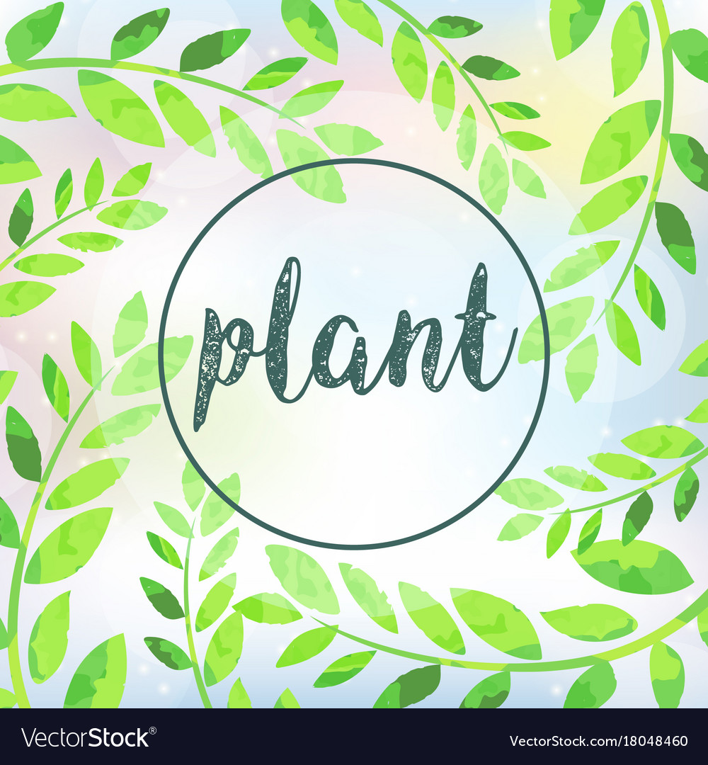Background design with green leaves in watercolor