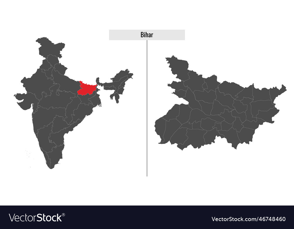 Bihar map state of india Royalty Free Vector Image