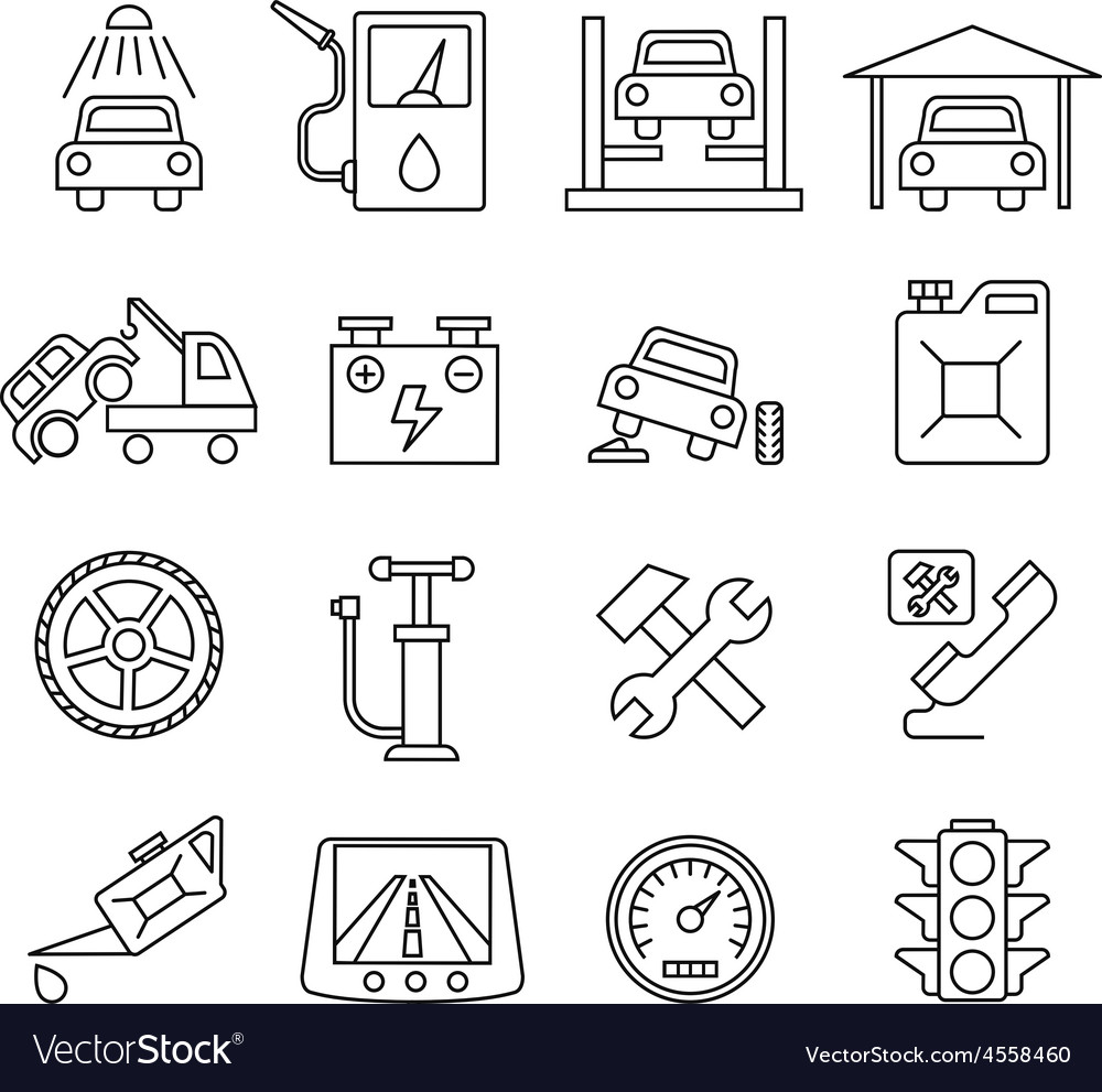 Black auto icons set