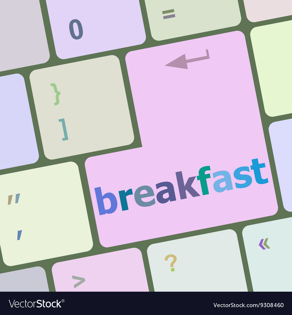 Breakfast word on keyboard key