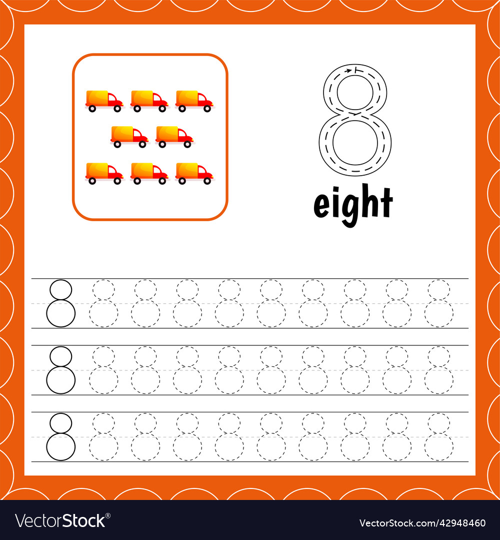 Cards with numbers for children trace the line