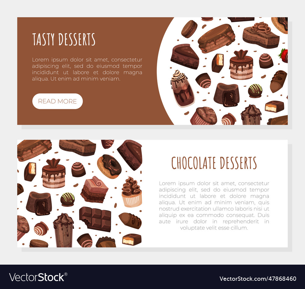 Chocolate dessert food banner design with sweet