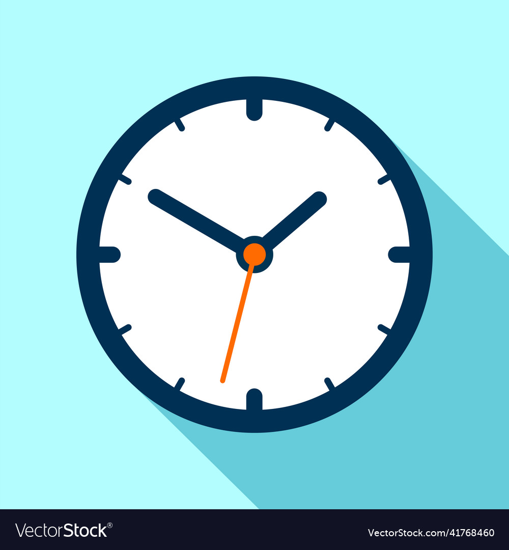 Clock icon in flat style timer on blue background vector image Clock icon in flat style timer on blue background