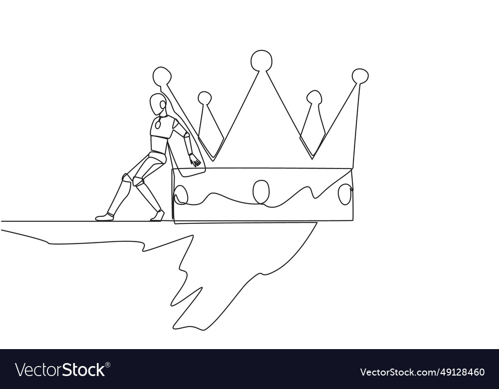Continuous one line drawing robot pushes a large vector image Continuous one line drawing robot pushes a large