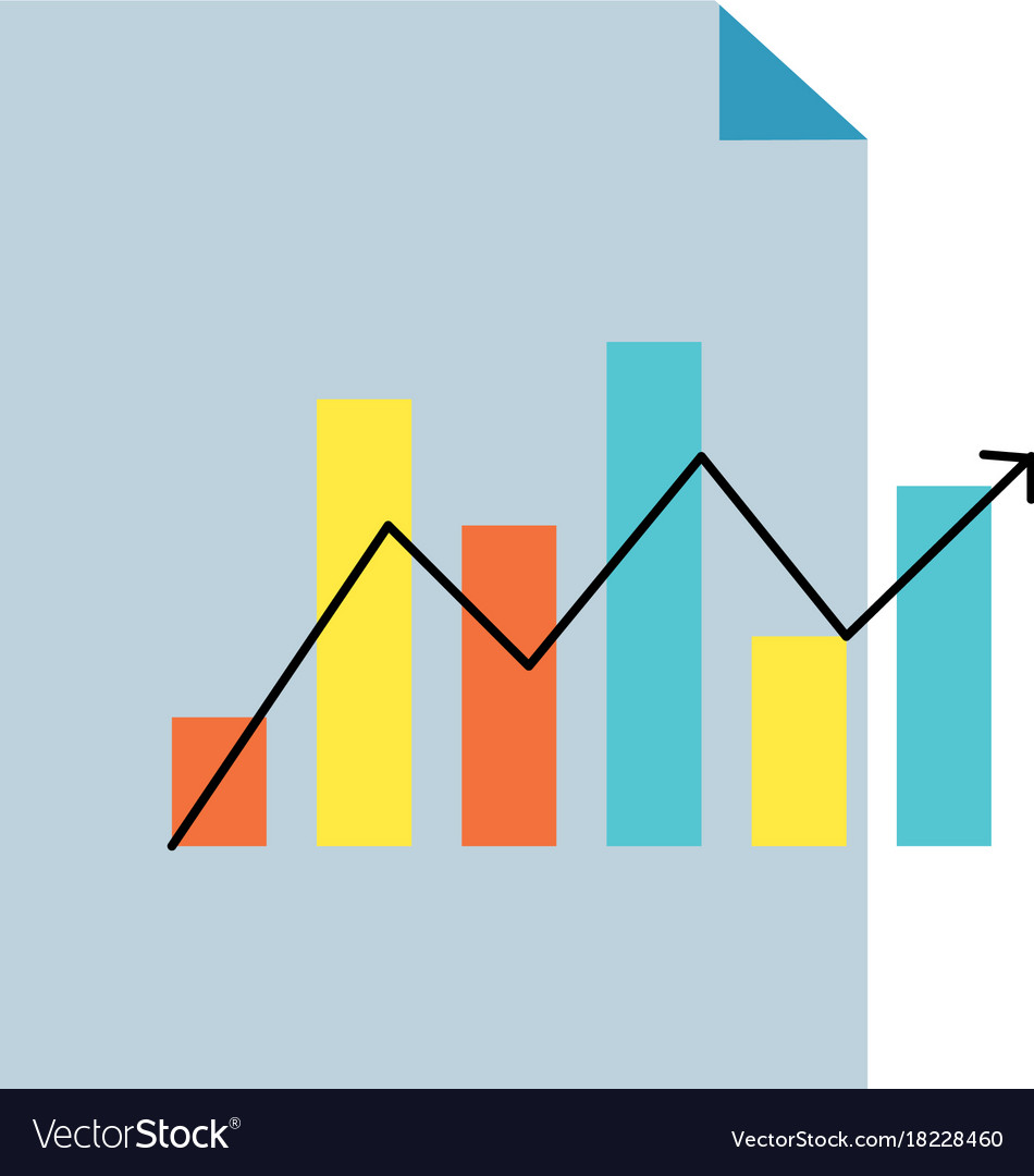 Document with statistics bar diagram and arrow