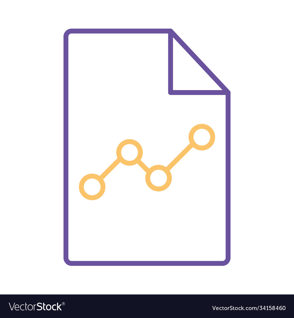 Line chart in document style icon