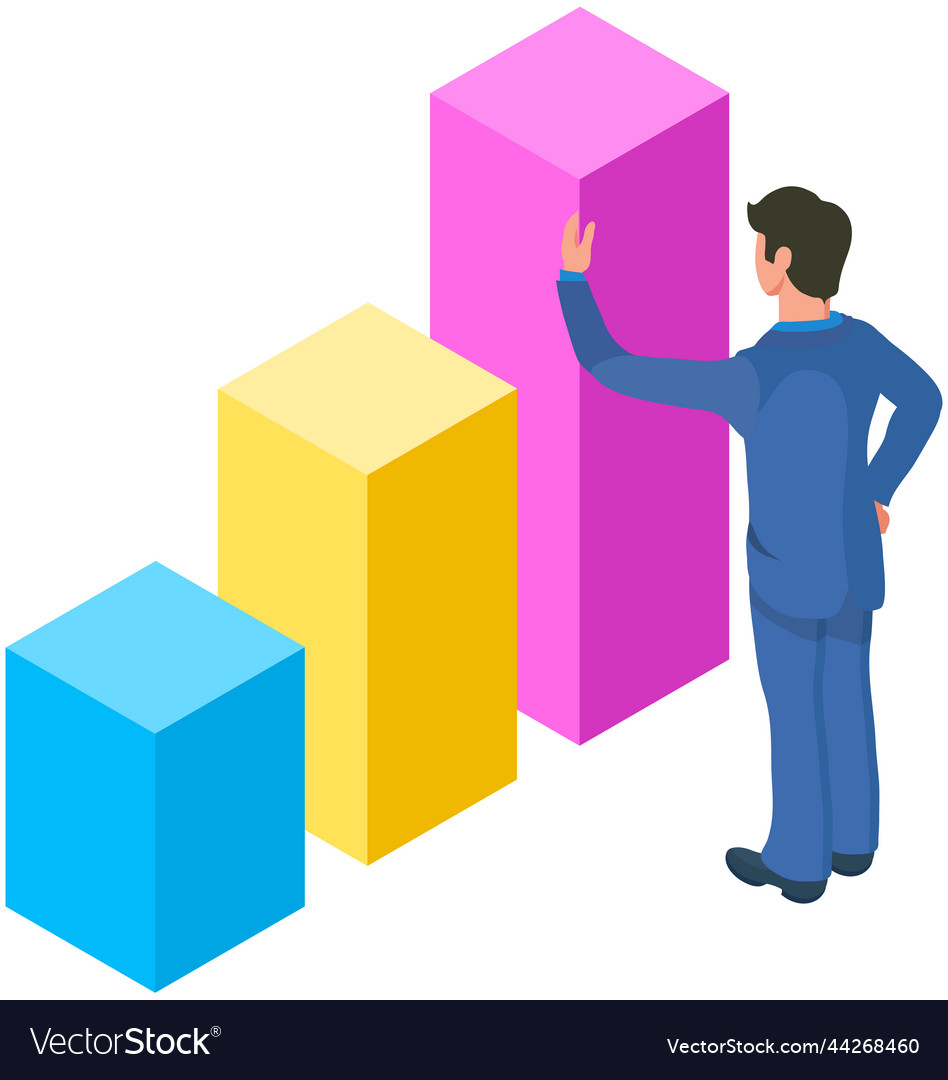 Man analyses digital report with data statistical Vector Image Man analyses digital report with data statistical