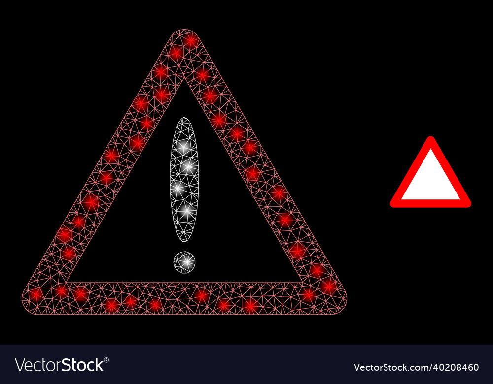 Mesh web warning sign with illumitated vector image Mesh web warning sign with illumitated