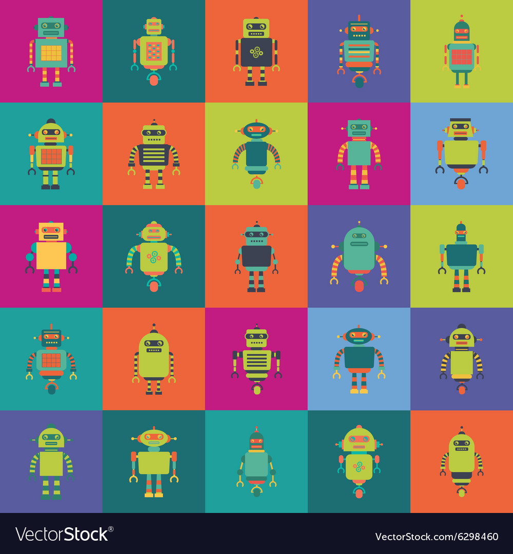 Robot Icons on Squares
