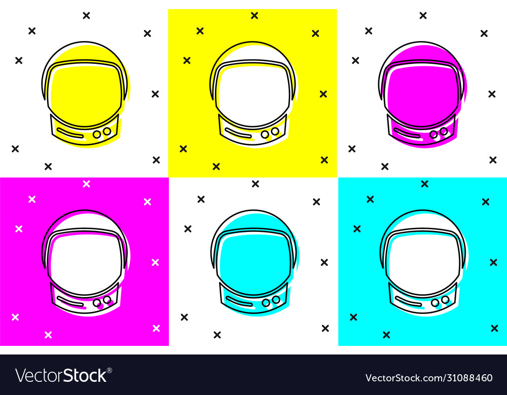Set astronaut helmet icon isolated on color