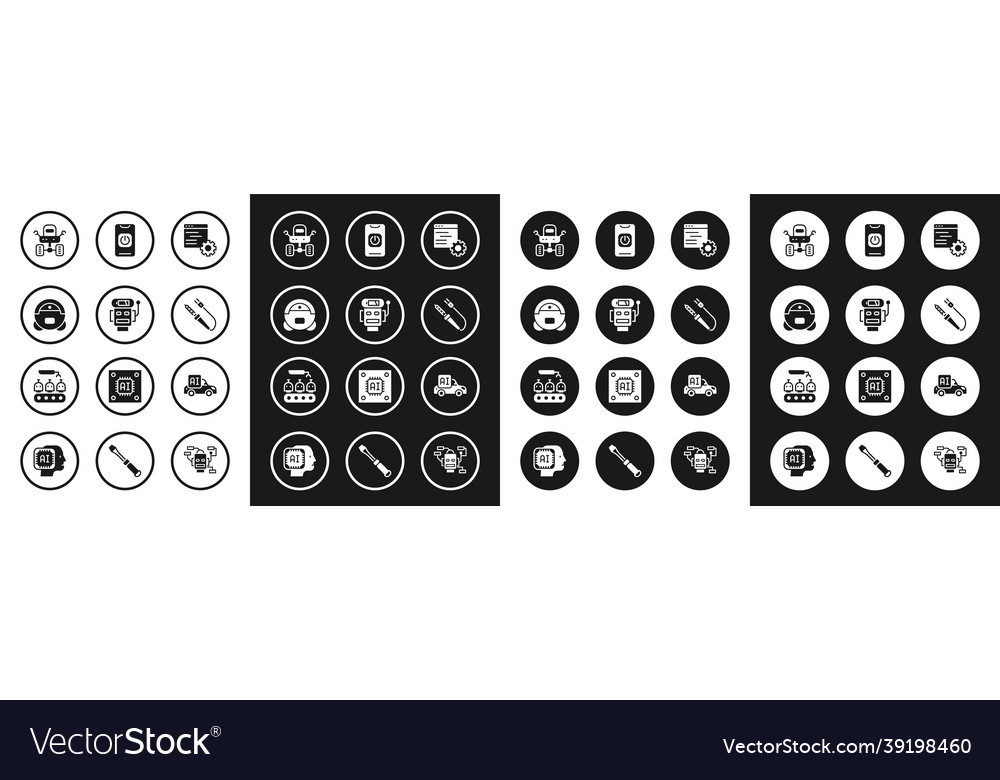 Set computer api interface robot low battery vector image Set computer api interface robot low battery