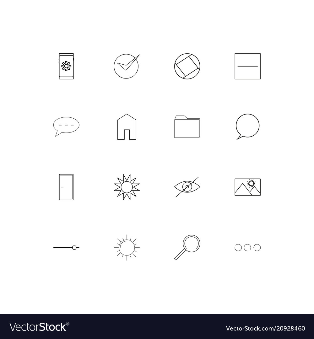 User interface linear thin icons set outlined
