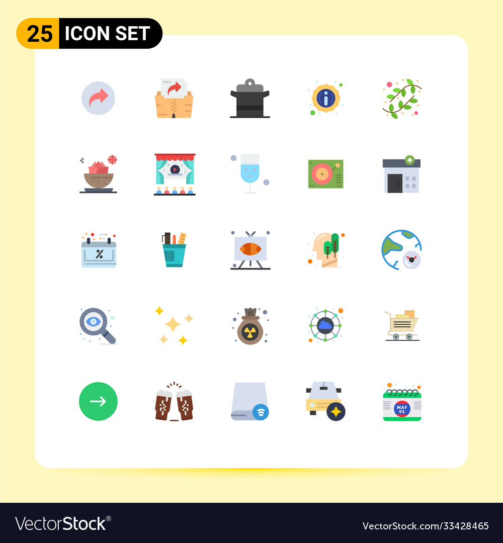 25 user interface flat color pack modern signs Vector Image
