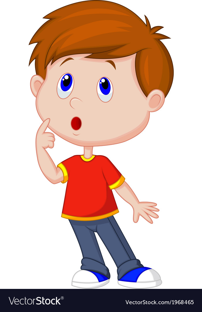 Cute boy cartoon thinking Royalty Free Vector Image