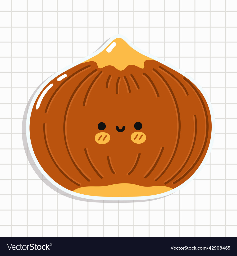 Cute hazelnut sticker character hand drawn