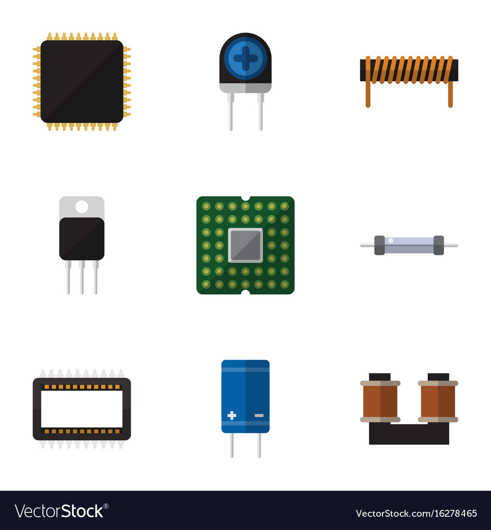 Flat icon device set of mainframe resistor cpu