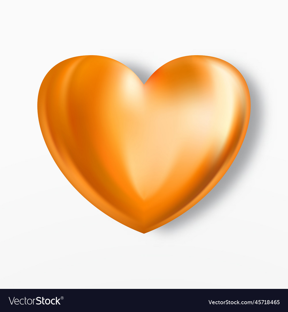 Gold realistic heart icon romantic symbol