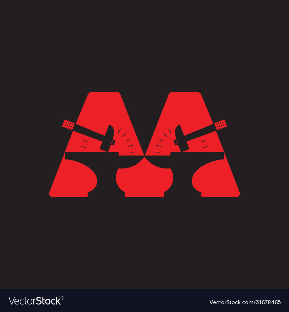 Letter m blacksmith design logo