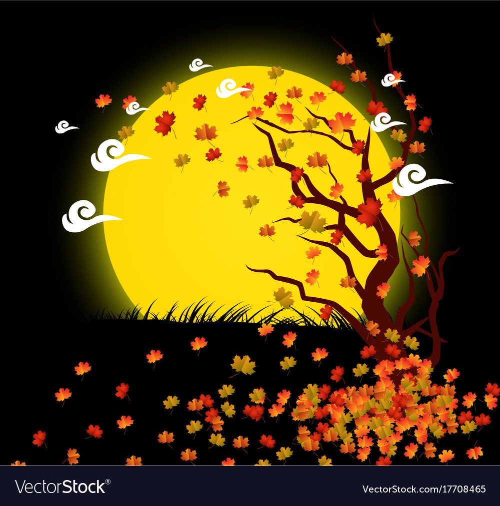 Natural background with leaves and moonlight