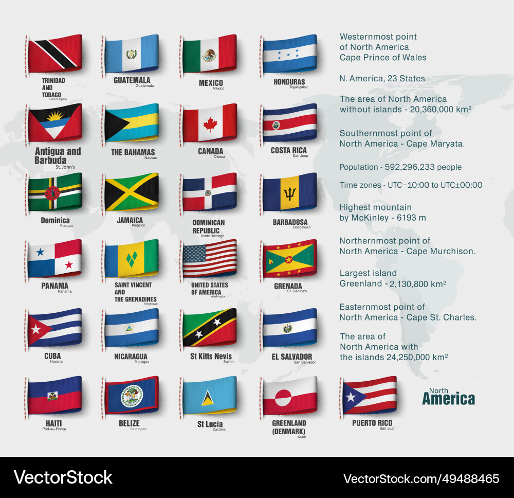 North american maps divided by countries Vector Image