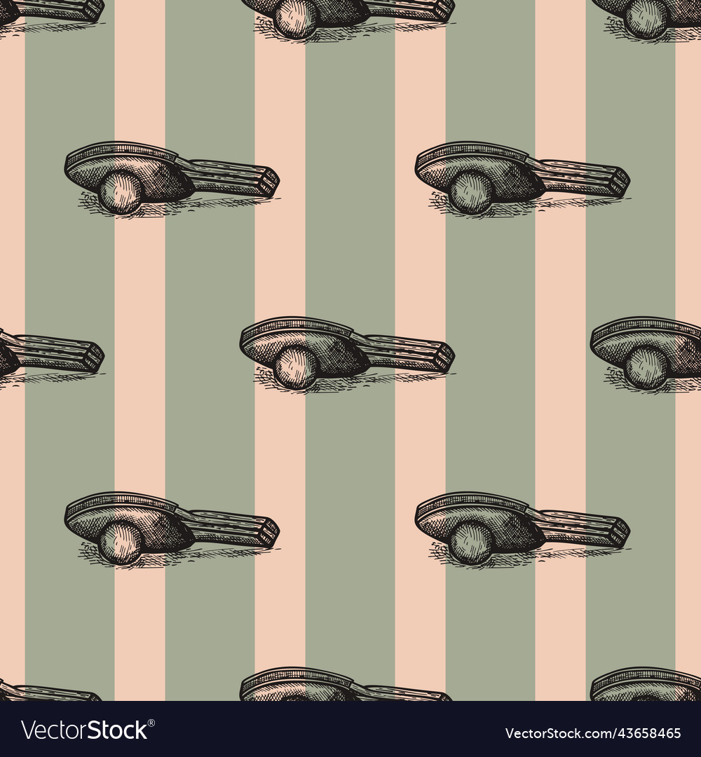 Ping pong racket engraved seamless pattern