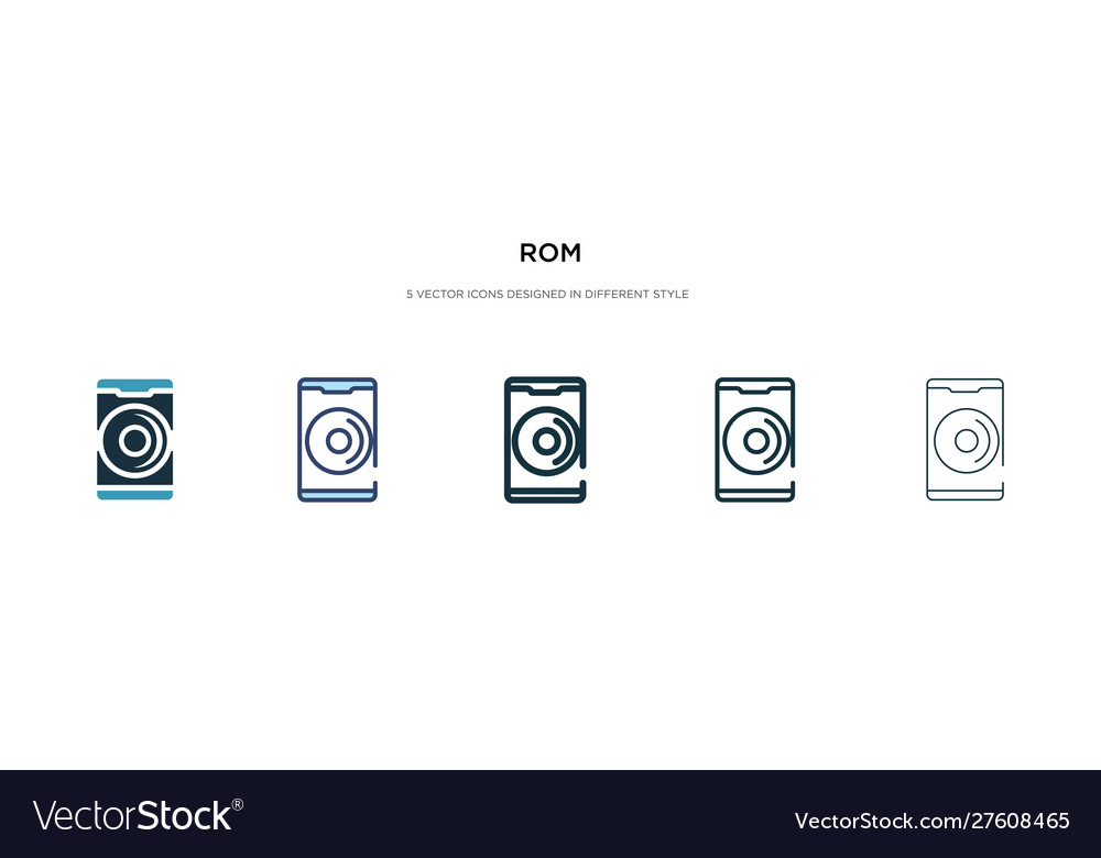 Rom icon in different style two colored vector image Rom icon in different style two colored