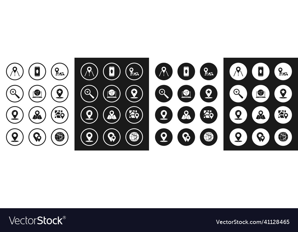 Set folded map with location marker infographic