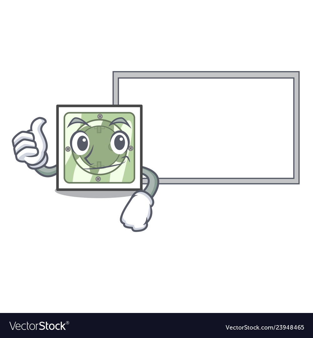 Thumbs up with board power socket in the character vector image Thumbs up with board power socket in the character