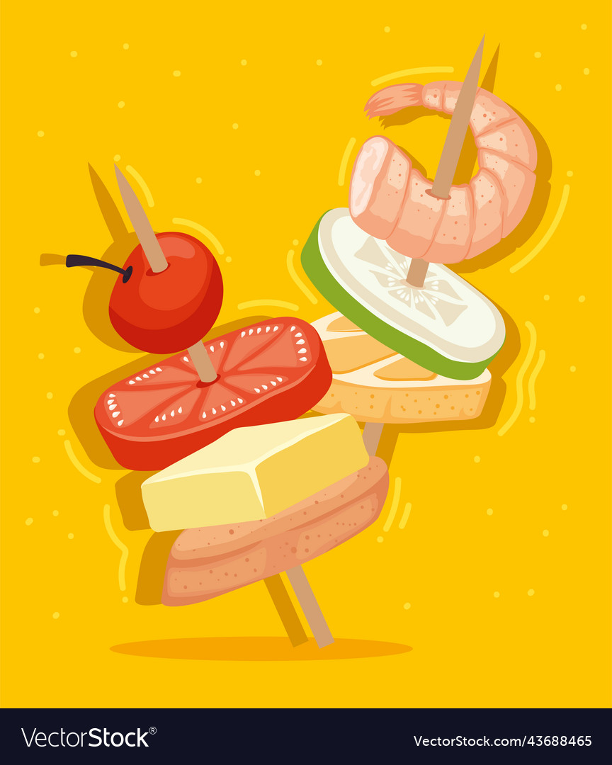 Two appetizers in sticks Royalty Free Vector Image