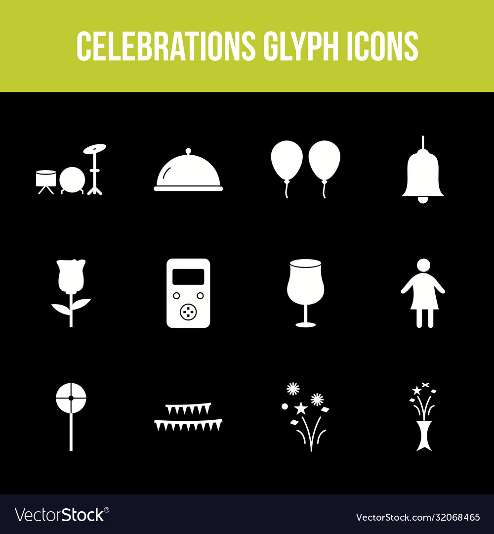 Einzigartige Feier Glyph Icon Set