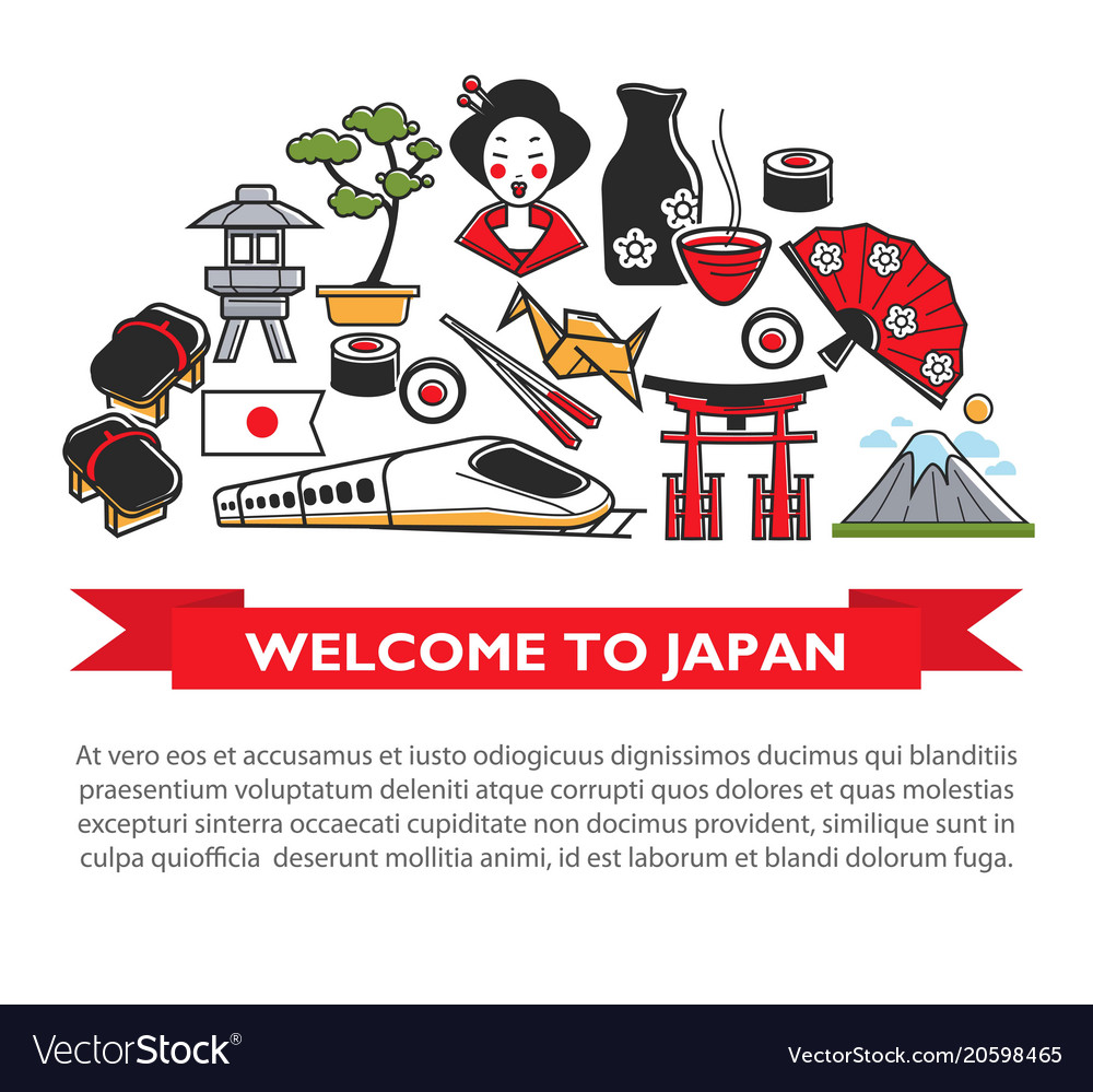 Attractive Japan Travel Poster Stock Illustration - Download Image