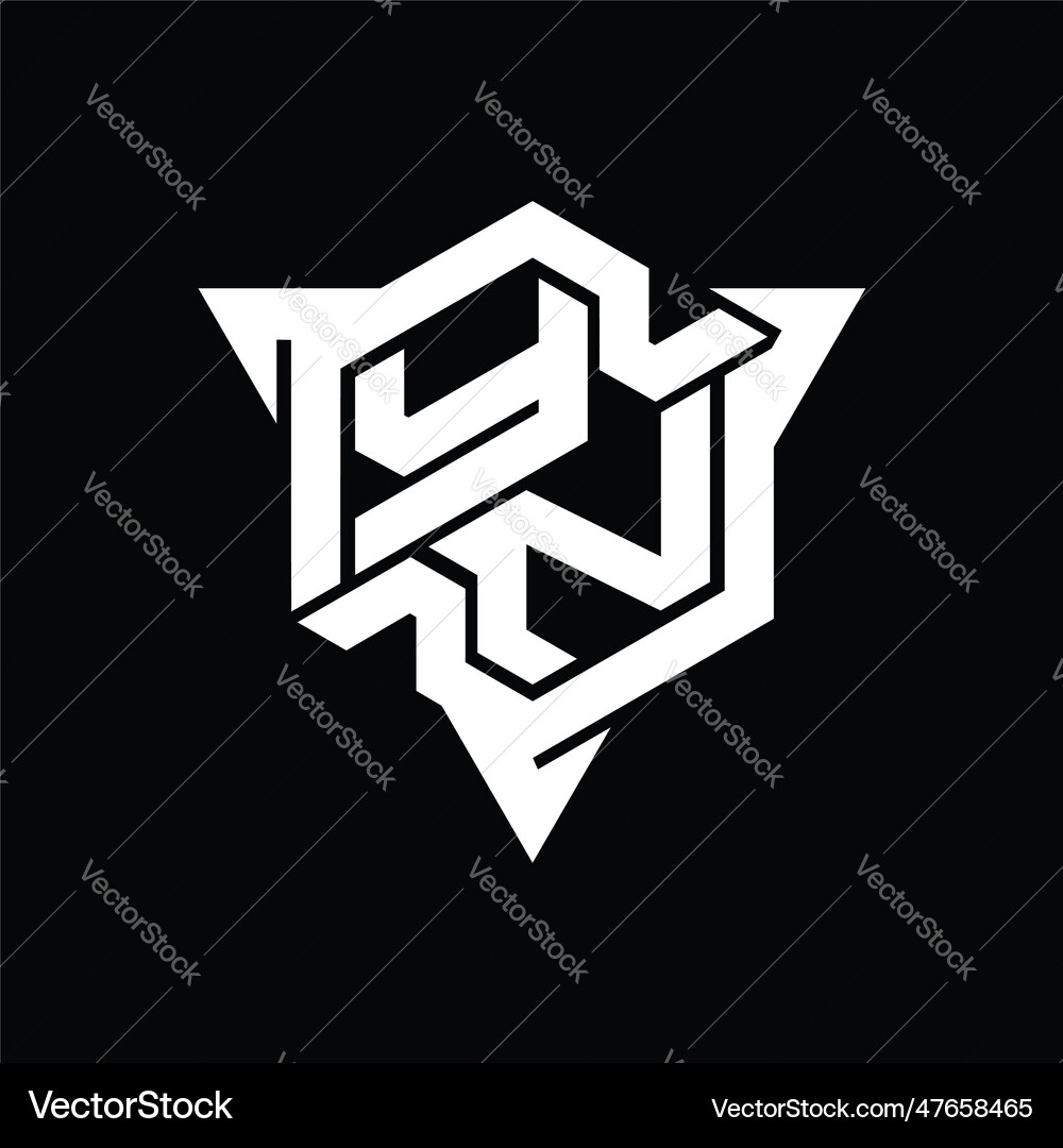 Yn logo monogram hexagon shape with triangle Vector Image