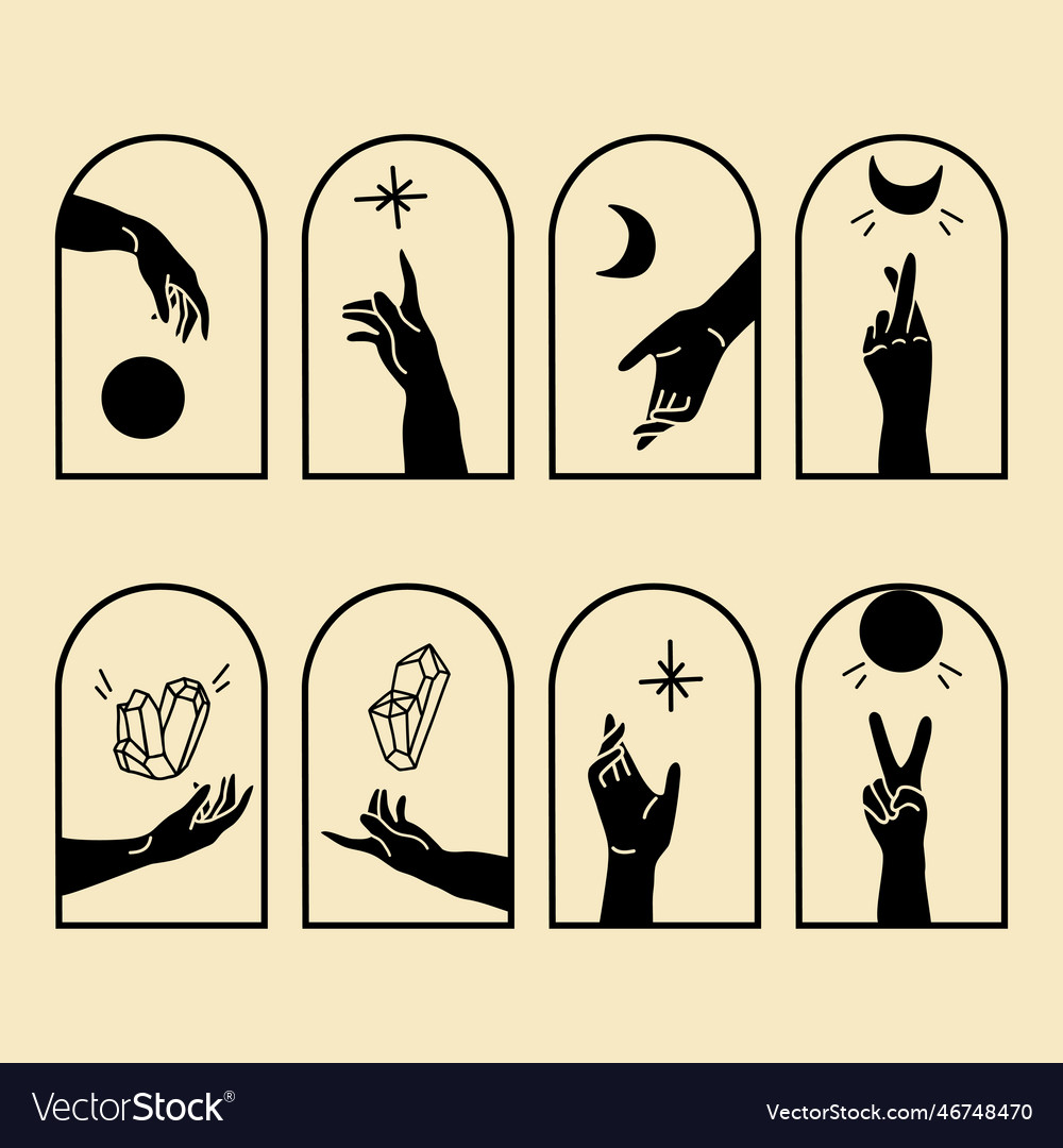 Abstract simple set of magic arch window hand Vector Image Abstract simple set of magic arch window hand