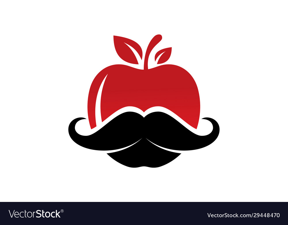 Apple und Schnurrbart-Logo-Symbol im flachen Stil