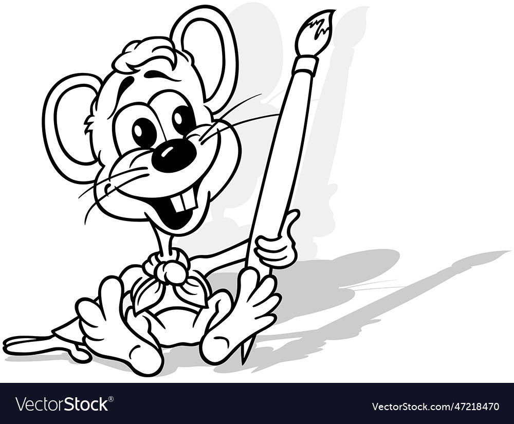 Drawing of a mouse with brush in its paw