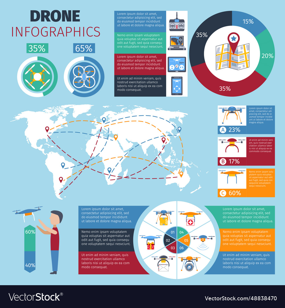 Drone infographics set Royalty Free Vector Image