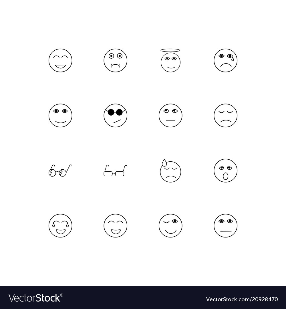 Emoticons linear thin icons set outlined simple