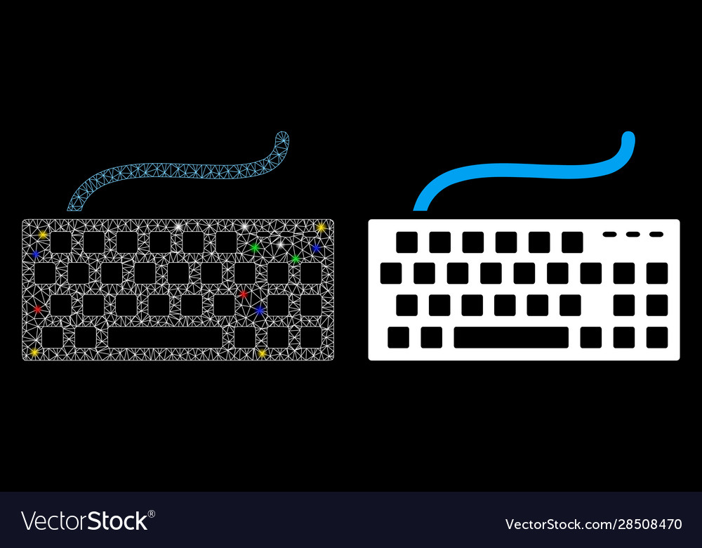 Flare mesh 2d computer keyboard icon with flash vector image Flare mesh 2d computer keyboard icon with flash